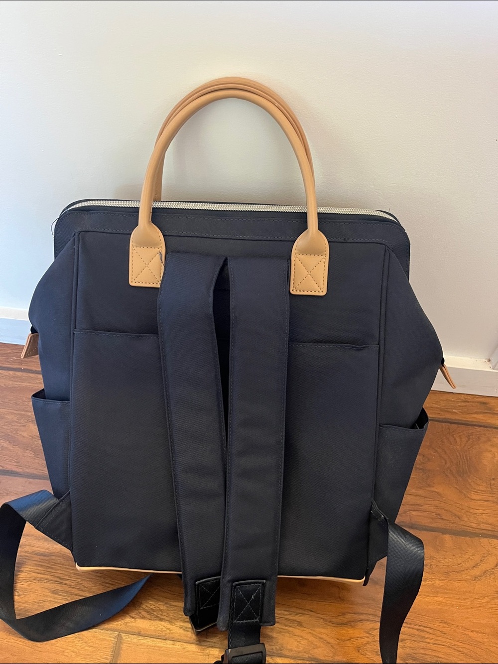 Maevn Navy Tote-Style Clinical Backpack with Tan Trim - Picture 3 of 5